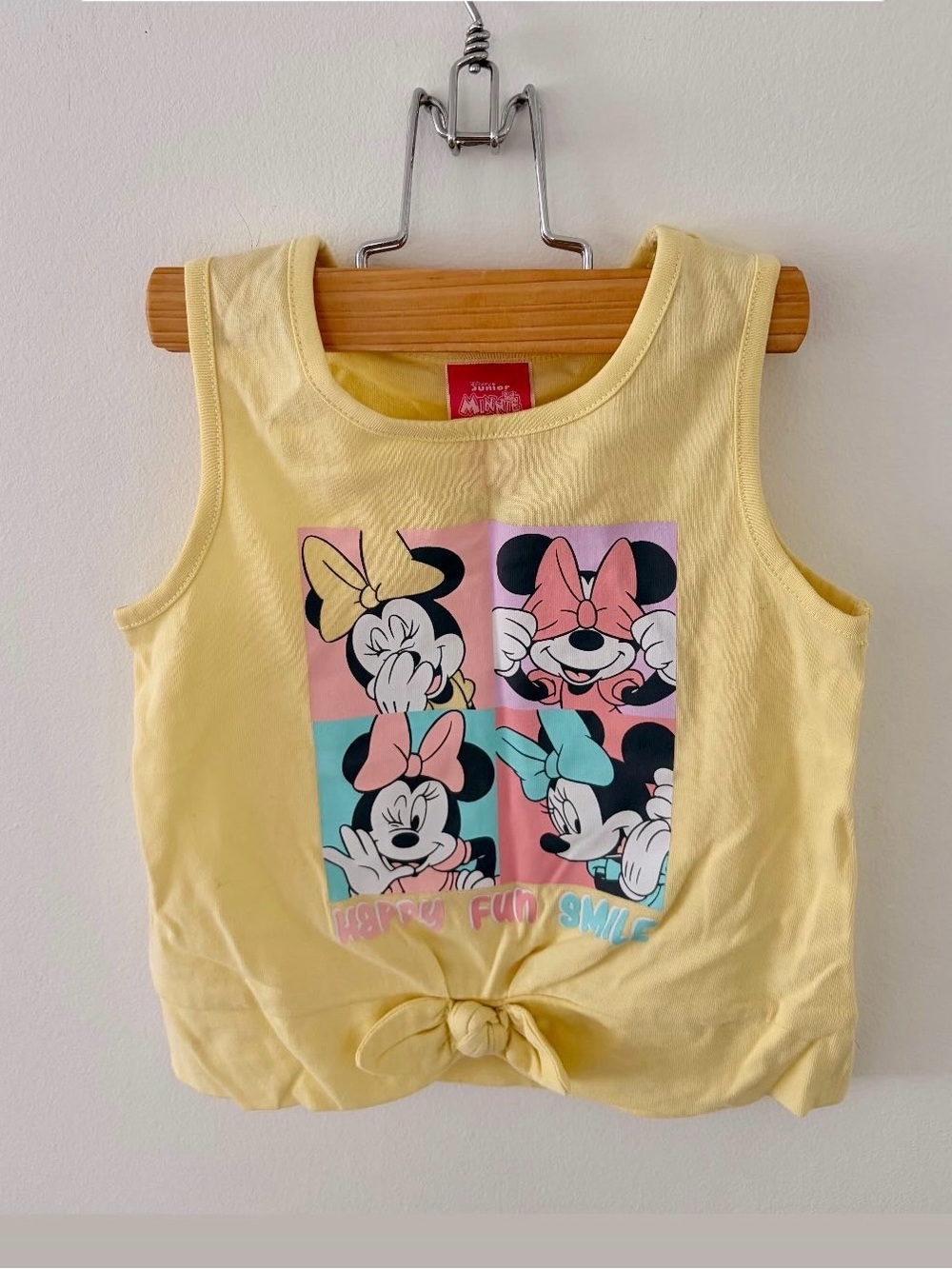 Disney Yellow Minnie Mouse Graphic Tie-Front Tank